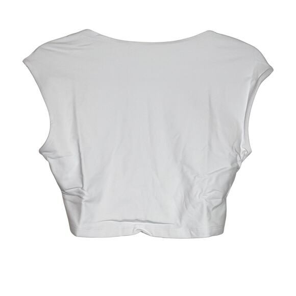 Susana Monaco Short Sleeve Open Back Crop Top in White NWT Size Medium - Picture 2 of 9